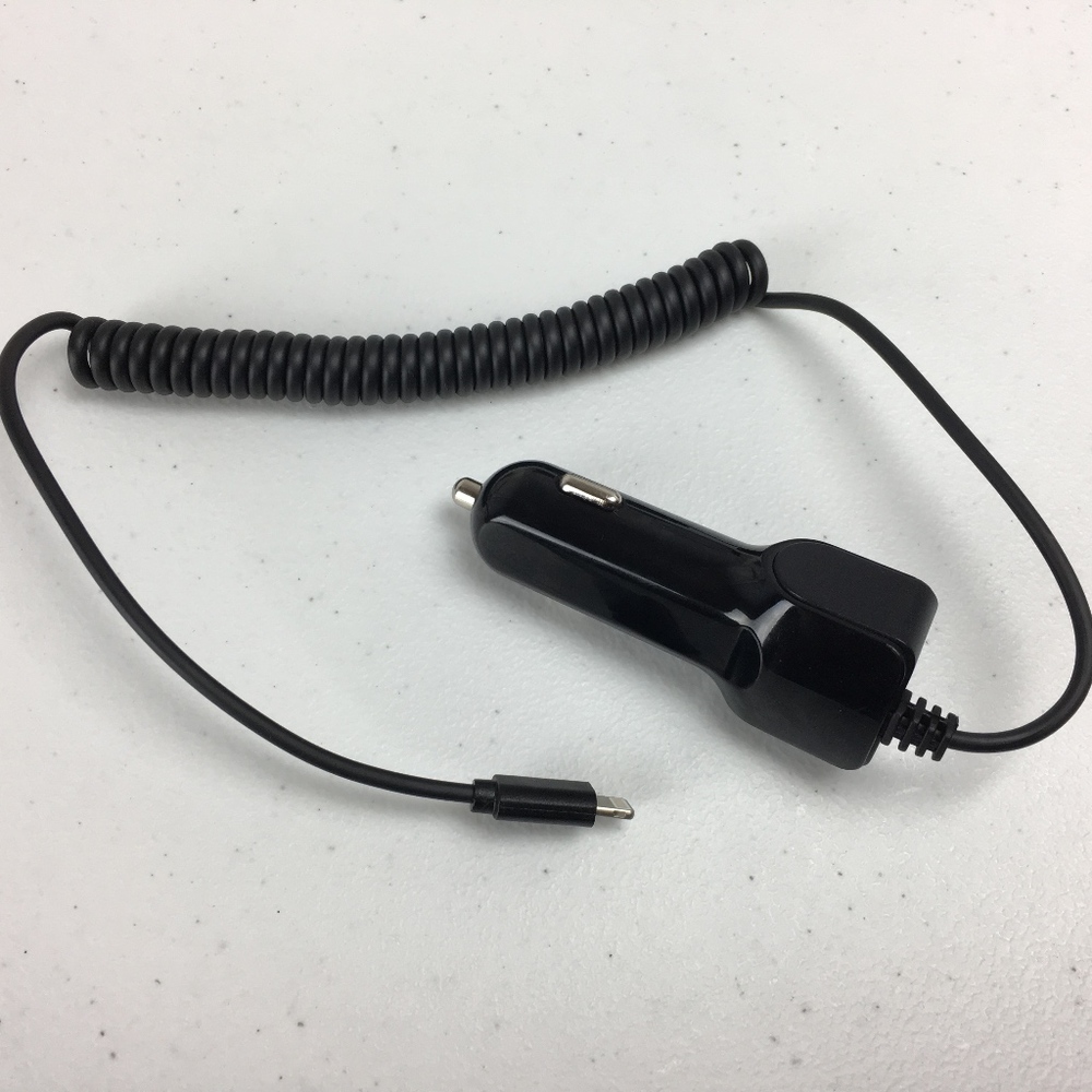 iPhone Lightning Coil Car Charger Cord Extra USB